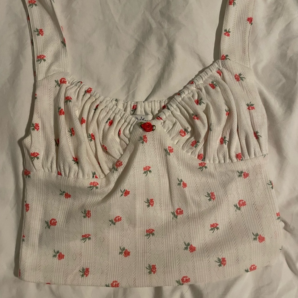 With Jean Bridgette top red pointelle